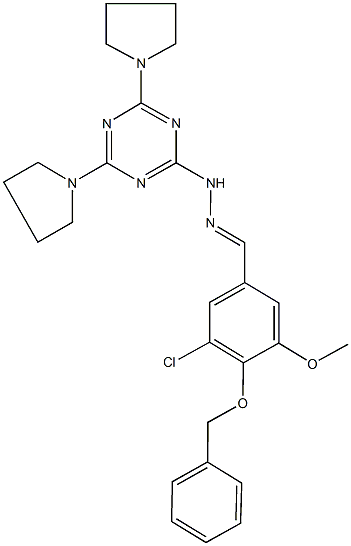 4-(benzyloxy)-3-chloro-5-methoxybenzaldehyde (4,6-dipyrrolidin-1-yl-1,3,5-triazin-2-yl)hydrazone Struktur