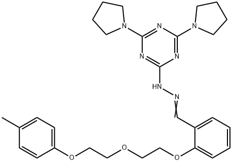 2-{2-[2-(4-methylphenoxy)ethoxy]ethoxy}benzaldehyde (4,6-dipyrrolidin-1-yl-1,3,5-triazin-2-yl)hydrazone Struktur