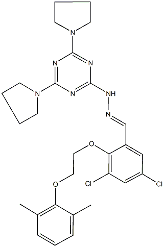 3,5-dichloro-2-[2-(2,6-dimethylphenoxy)ethoxy]benzaldehyde (4,6-dipyrrolidin-1-yl-1,3,5-triazin-2-yl)hydrazone Structure