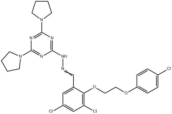 3,5-dichloro-2-[2-(4-chlorophenoxy)ethoxy]benzaldehyde (4,6-dipyrrolidin-1-yl-1,3,5-triazin-2-yl)hydrazone 结构式