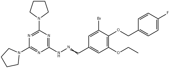 3-bromo-5-ethoxy-4-[(4-fluorobenzyl)oxy]benzaldehyde (4,6-dipyrrolidin-1-yl-1,3,5-triazin-2-yl)hydrazone Structure