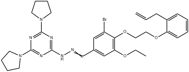 4-[2-(2-allylphenoxy)ethoxy]-3-bromo-5-ethoxybenzaldehyde [4,6-di(1-pyrrolidinyl)-1,3,5-triazin-2-yl]hydrazone,445456-52-0,结构式