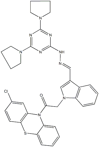 1-[2-(2-chloro-10H-phenothiazin-10-yl)-2-oxoethyl]-1H-indole-3-carbaldehyde [4,6-di(1-pyrrolidinyl)-1,3,5-triazin-2-yl]hydrazone|