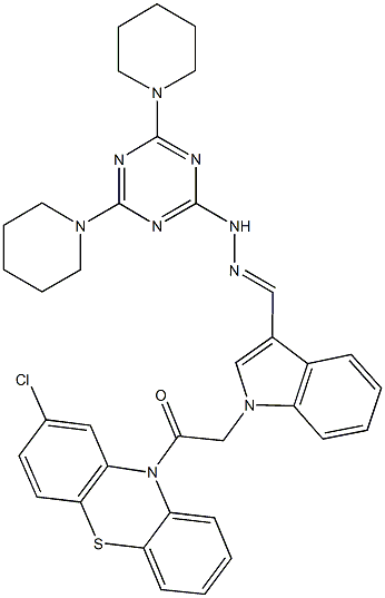 1-[2-(2-chloro-10H-phenothiazin-10-yl)-2-oxoethyl]-1H-indole-3-carbaldehyde (4,6-dipiperidin-1-yl-1,3,5-triazin-2-yl)hydrazone,445456-56-4,结构式