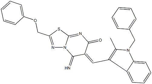 445456-77-9 6-[(1-benzyl-2-methyl-1H-indol-3-yl)methylene]-5-imino-2-(phenoxymethyl)-5,6-dihydro-7H-[1,3,4]thiadiazolo[3,2-a]pyrimidin-7-one