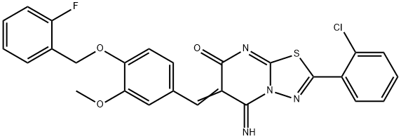 2-(2-chlorophenyl)-6-{4-[(2-fluorobenzyl)oxy]-3-methoxybenzylidene}-5-imino-5,6-dihydro-7H-[1,3,4]thiadiazolo[3,2-a]pyrimidin-7-one Structure