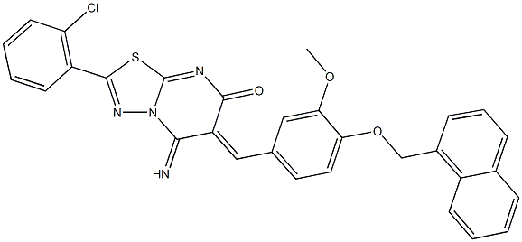 445456-91-7 2-(2-chlorophenyl)-5-imino-6-[3-methoxy-4-(1-naphthylmethoxy)benzylidene]-5,6-dihydro-7H-[1,3,4]thiadiazolo[3,2-a]pyrimidin-7-one