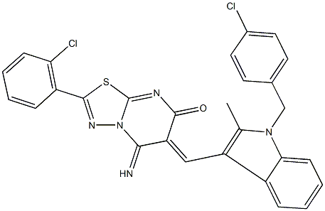 445457-11-4 6-{[1-(4-chlorobenzyl)-2-methyl-1H-indol-3-yl]methylene}-2-(2-chlorophenyl)-5-imino-5,6-dihydro-7H-[1,3,4]thiadiazolo[3,2-a]pyrimidin-7-one