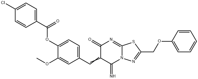 4-[(5-imino-7-oxo-2-(phenoxymethyl)-5H-[1,3,4]thiadiazolo[3,2-a]pyrimidin-6(7H)-ylidene)methyl]-2-methoxyphenyl 4-chlorobenzoate|