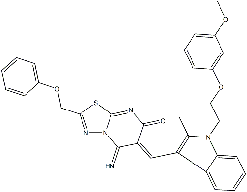 445457-33-0 5-imino-6-({1-[2-(3-methoxyphenoxy)ethyl]-2-methyl-1H-indol-3-yl}methylene)-2-(phenoxymethyl)-5,6-dihydro-7H-[1,3,4]thiadiazolo[3,2-a]pyrimidin-7-one