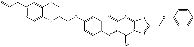 6-{4-[2-(4-allyl-2-methoxyphenoxy)ethoxy]benzylidene}-5-imino-2-(phenoxymethyl)-5,6-dihydro-7H-[1,3,4]thiadiazolo[3,2-a]pyrimidin-7-one Structure