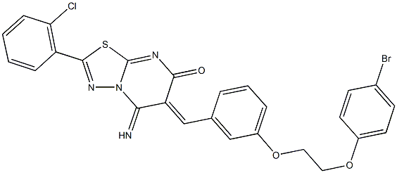 6-{3-[2-(4-bromophenoxy)ethoxy]benzylidene}-2-(2-chlorophenyl)-5-imino-5,6-dihydro-7H-[1,3,4]thiadiazolo[3,2-a]pyrimidin-7-one Structure