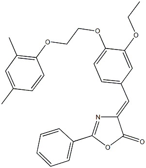 4-{4-[2-(2,4-dimethylphenoxy)ethoxy]-3-ethoxybenzylidene}-2-phenyl-1,3-oxazol-5(4H)-one 结构式