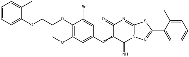 6-{3-bromo-5-methoxy-4-[2-(2-methylphenoxy)ethoxy]benzylidene}-5-imino-2-(2-methylphenyl)-5,6-dihydro-7H-[1,3,4]thiadiazolo[3,2-a]pyrimidin-7-one|