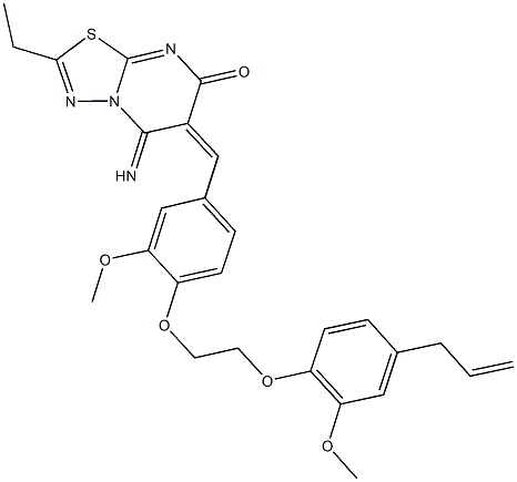 6-{4-[2-(4-allyl-2-methoxyphenoxy)ethoxy]-3-methoxybenzylidene}-2-ethyl-5-imino-5,6-dihydro-7H-[1,3,4]thiadiazolo[3,2-a]pyrimidin-7-one Structure