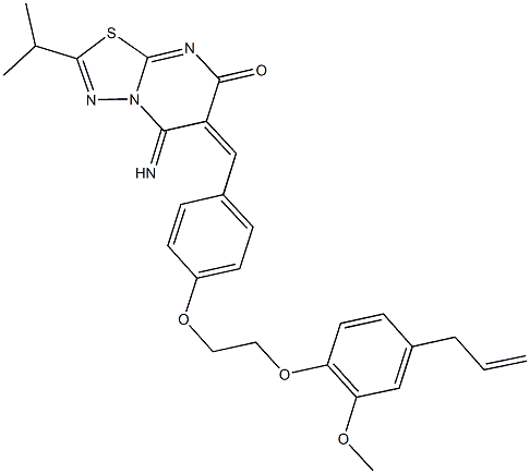 6-{4-[2-(4-allyl-2-methoxyphenoxy)ethoxy]benzylidene}-5-imino-2-isopropyl-5,6-dihydro-7H-[1,3,4]thiadiazolo[3,2-a]pyrimidin-7-one,445457-85-2,结构式