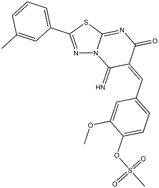 4-[(5-imino-2-(3-methylphenyl)-7-oxo-5H-[1,3,4]thiadiazolo[3,2-a]pyrimidin-6(7H)-ylidene)methyl]-2-methoxyphenyl methanesulfonate|