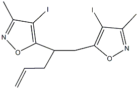4-iodo-5-{1-[(4-iodo-3-methyl-5-isoxazolyl)methyl]-3-butenyl}-3-methylisoxazole Struktur