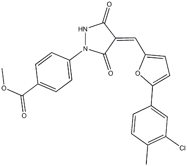 methyl 4-(4-{[5-(3-chloro-4-methylphenyl)-2-furyl]methylene}-3,5-dioxo-1-pyrazolidinyl)benzoate Structure