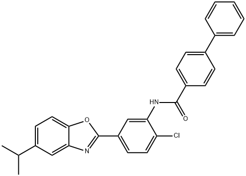 N-[2-chloro-5-(5-isopropyl-1,3-benzoxazol-2-yl)phenyl][1,1'-biphenyl]-4-carboxamide Structure