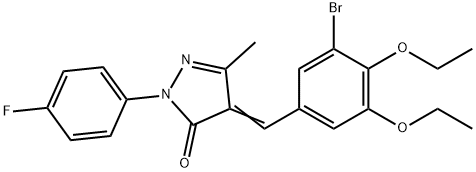 4-(3-bromo-4,5-diethoxybenzylidene)-2-(4-fluorophenyl)-5-methyl-2,4-dihydro-3H-pyrazol-3-one 化学構造式