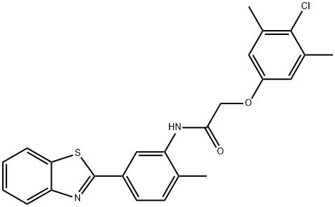 N-[5-(1,3-benzothiazol-2-yl)-2-methylphenyl]-2-(4-chloro-3,5-dimethylphenoxy)acetamide Struktur