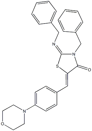 3-benzyl-2-(benzylimino)-5-[4-(4-morpholinyl)benzylidene]-1,3-thiazolidin-4-one Structure