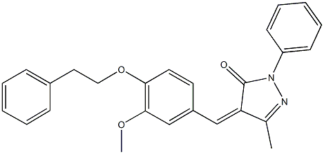 4-[3-methoxy-4-(2-phenylethoxy)benzylidene]-5-methyl-2-phenyl-2,4-dihydro-3H-pyrazol-3-one Struktur