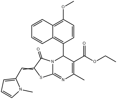 ethyl 5-(4-methoxy-1-naphthyl)-7-methyl-2-[(1-methyl-1H-pyrrol-2-yl)methylene]-3-oxo-2,3-dihydro-5H-[1,3]thiazolo[3,2-a]pyrimidine-6-carboxylate Structure