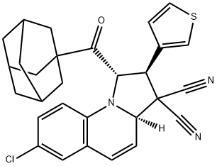 1-(1-adamantylcarbonyl)-7-chloro-2-(3-thienyl)-1,2-dihydropyrrolo[1,2-a]quinoline-3,3(3aH)-dicarbonitrile Struktur