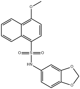 N-(1,3-benzodioxol-5-yl)-4-methoxy-1-naphthalenesulfonamide 化学構造式
