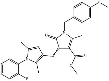 methyl 4-{[1-(2-fluorophenyl)-2,5-dimethyl-1H-pyrrol-3-yl]methylene}-1-(4-methoxybenzyl)-2-methyl-5-oxo-4,5-dihydro-1H-pyrrole-3-carboxylate Struktur
