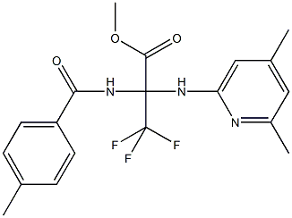 methyl 2-[(4,6-dimethyl-2-pyridinyl)amino]-3,3,3-trifluoro-2-[(4-methylbenzoyl)amino]propanoate 化学構造式