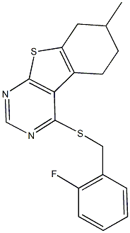 4-[(2-fluorobenzyl)sulfanyl]-7-methyl-5,6,7,8-tetrahydro[1]benzothieno[2,3-d]pyrimidine Structure