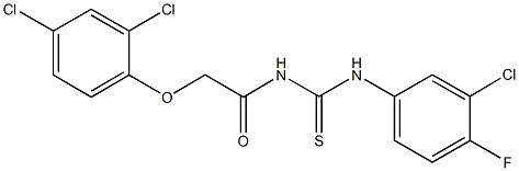 N-(3-chloro-4-fluorophenyl)-N'-[(2,4-dichlorophenoxy)acetyl]thiourea 化学構造式