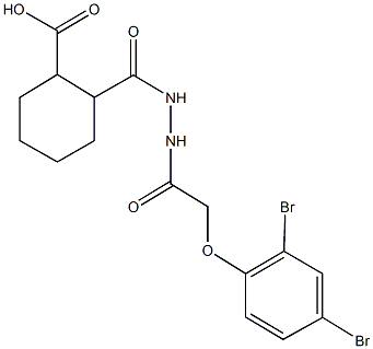 2-({2-[(2,4-dibromophenoxy)acetyl]hydrazino}carbonyl)cyclohexanecarboxylic acid 化学構造式