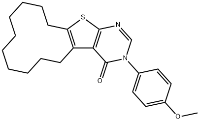 3-(4-methoxyphenyl)-5,6,7,8,9,10,11,12,13,14-decahydrocyclododeca[4,5]thieno[2,3-d]pyrimidin-4(3H)-one Struktur