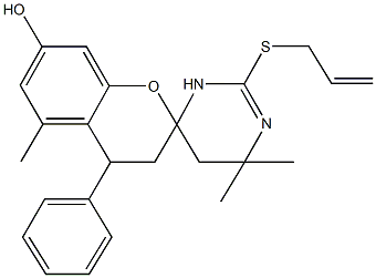 2'-(allylsulfanyl)-4',4',5-trimethyl-4-phenyl-1',4',5',6'-tetrahydrospiro[chromane-2,6'-pyrimidine]-7-ol Structure
