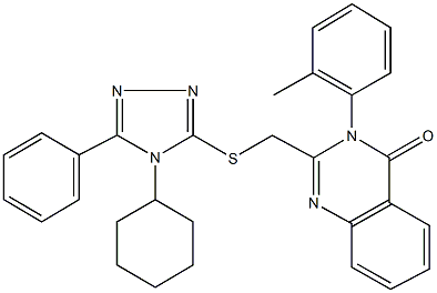 2-{[(4-cyclohexyl-5-phenyl-4H-1,2,4-triazol-3-yl)sulfanyl]methyl}-3-(2-methylphenyl)quinazolin-4(3H)-one,447429-15-4,结构式