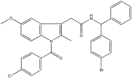 N-[(4-bromophenyl)(phenyl)methyl]-2-[1-(4-chlorobenzoyl)-5-methoxy-2-methyl-1H-indol-3-yl]acetamide Struktur