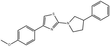 methyl 4-[2-(3-phenyl-1-pyrrolidinyl)-1,3-thiazol-4-yl]phenyl ether 化学構造式