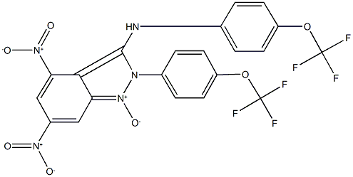 4,6-dinitro-N,2-bis[4-(trifluoromethoxy)phenyl]-2H-indazol-3-amine 1-oxide 结构式