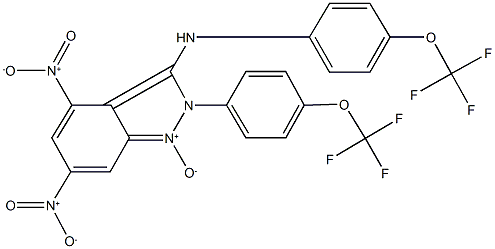 4,6-dinitro-N,2-bis[4-(trifluoromethoxy)phenyl]-2H-indazol-3-amine 1-oxide,447433-67-2,结构式