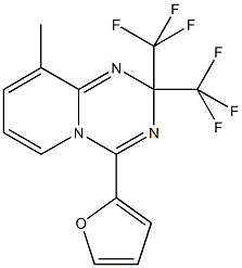 4-(2-furyl)-9-methyl-2,2-bis(trifluoromethyl)-2H-pyrido[1,2-a][1,3,5]triazine 化学構造式