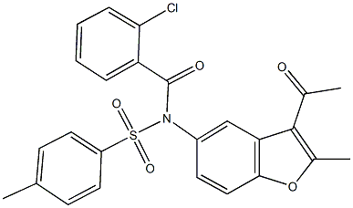 N-(3-acetyl-2-methyl-1-benzofuran-5-yl)-N-(2-chlorobenzoyl)-4-methylbenzenesulfonamide,448208-27-3,结构式