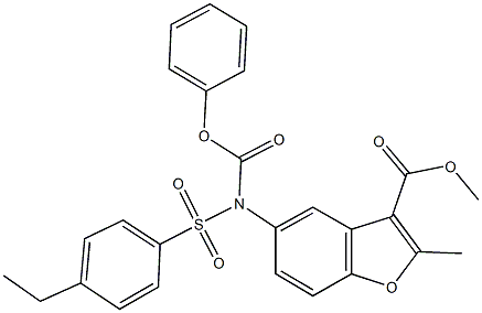 methyl 5-[[(4-ethylphenyl)sulfonyl](phenoxycarbonyl)amino]-2-methyl-1-benzofuran-3-carboxylate 结构式