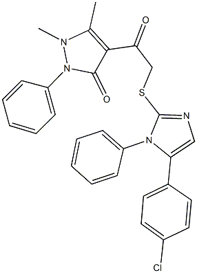 4-({[5-(4-chlorophenyl)-1-phenyl-1H-imidazol-2-yl]sulfanyl}acetyl)-1,5-dimethyl-2-phenyl-1,2-dihydro-3H-pyrazol-3-one 结构式