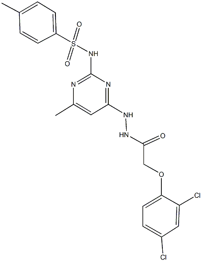 N-(4-{2-[(2,4-dichlorophenoxy)acetyl]hydrazino}-6-methyl-2-pyrimidinyl)-4-methylbenzenesulfonamide Structure