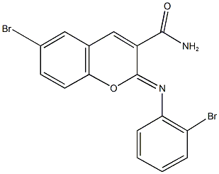 6-bromo-2-[(2-bromophenyl)imino]-2H-chromene-3-carboxamide 结构式