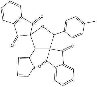 2'-(4-methylphenyl)-4'-(2-thienyl)-1,1'',3,3''-tetraoxo-dispiro[indane-2,3'-tetrahydrofuran-5',2''-indane] 化学構造式